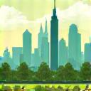 Illustration of Atlanta skyline with parks and trails, symbolizing local wellness activities