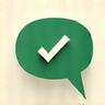 Icon representing user feedback with a speech bubble and checkmark